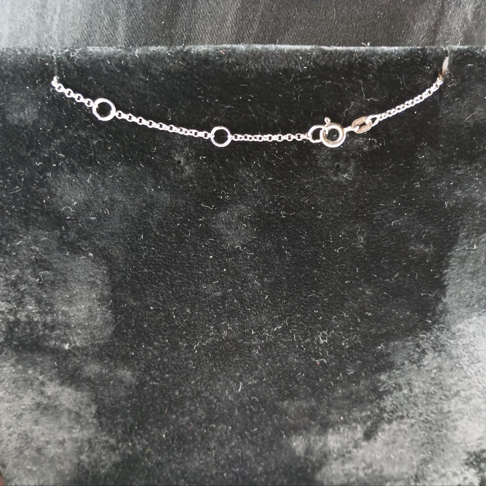 Rhodium Plated/Sterling Silver Round Diamond Simulant Pendant - Picture 5 of 6